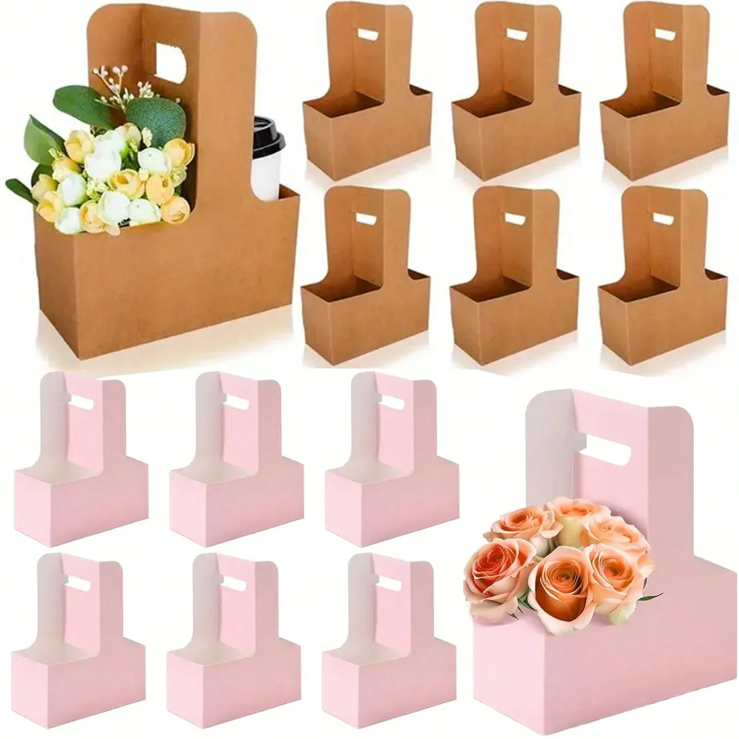 Wedding Hampers - Kraft Kağıt Çiçek Buketi Hediye Çanta