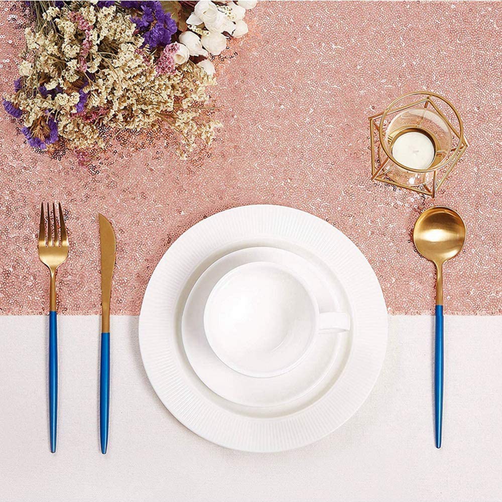 Table Runner Sequin - LICE-Sparkly Gül Altın Payet Masa Koşucuları