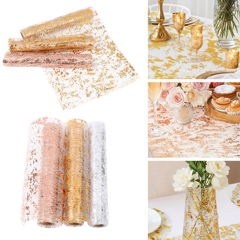 Table Runner Sequin - Metalik Altın Masa Koşucu Payet Glitter