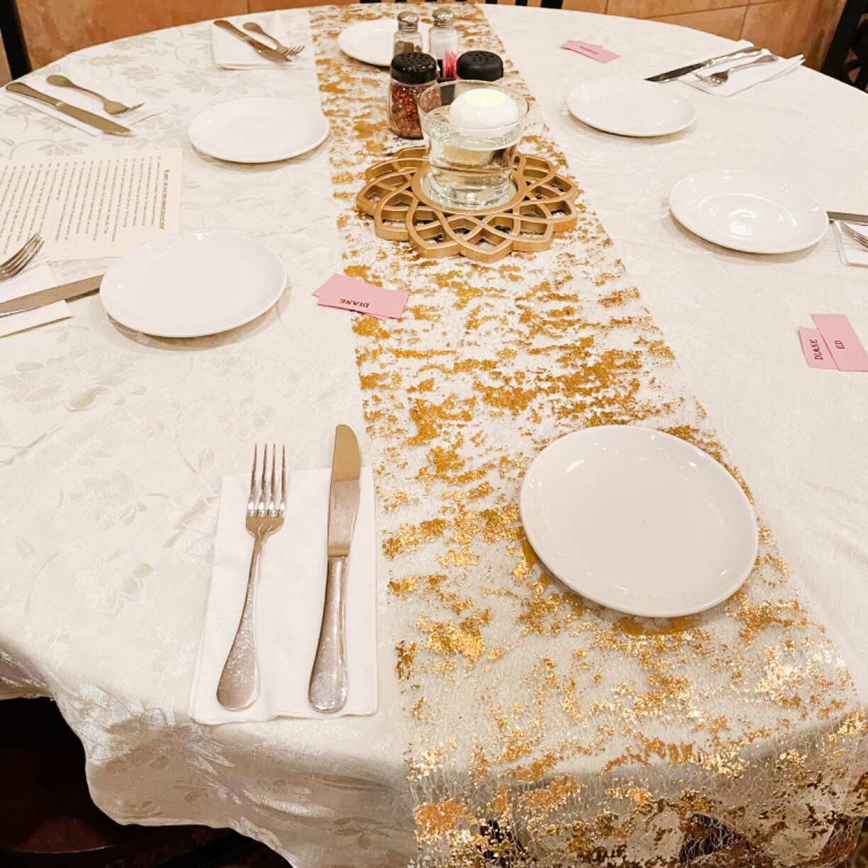 Table Runner Sequin - Sparkle metalik altın ince masa koşucular