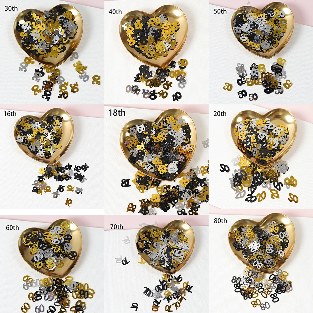 Table Runner Sequin - 15G Mini Numarası 16/18/20/30/40/50/60/70/80/90 Yaşında Payet