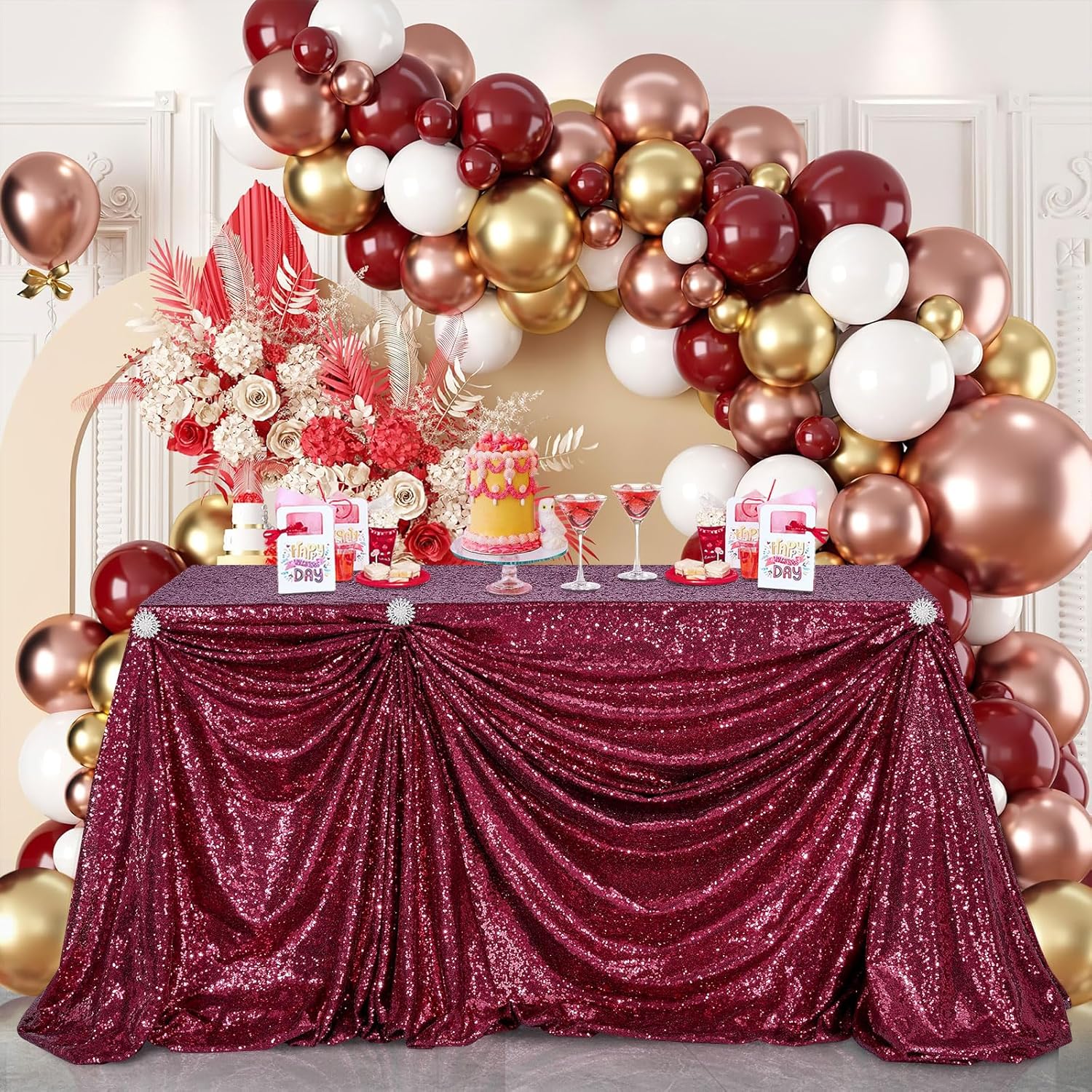 Bordo Payet Masa Örtüsü Glitte - Table Runner Sequin incelemesi ve fiyatı