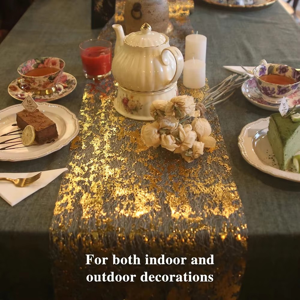 Simli Metalik Altın Masa Örtüs - Table Runner Sequin incelemesi ve fiyatı