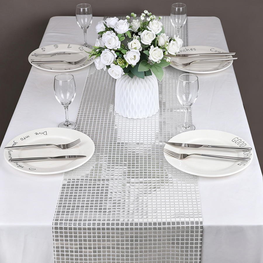Ayna Gümüş Payet Masa Koşucu 7 - Table Runner Sequin incelemesi ve fiyatı